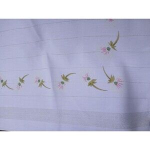 Tablecloth Vintage 60s Pink Thistle Dandelion with Silver Metallic embellishment